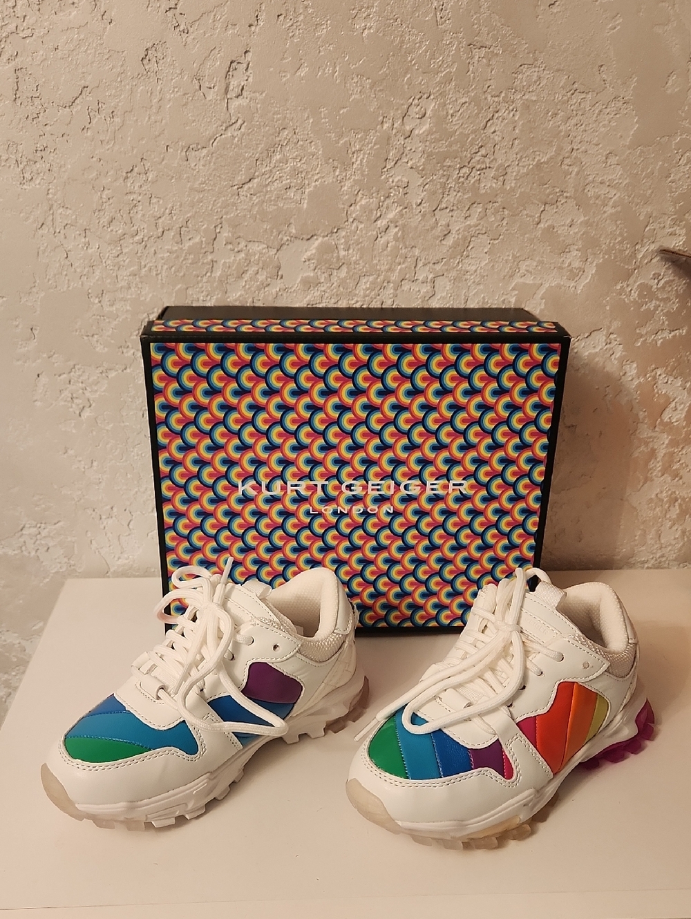 Kurt Geiger White Sneakers with Rainbow Panels